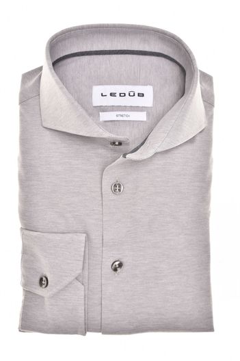 Ledub Ledub overhemd Slim Fit grijs gemêleerd katoen