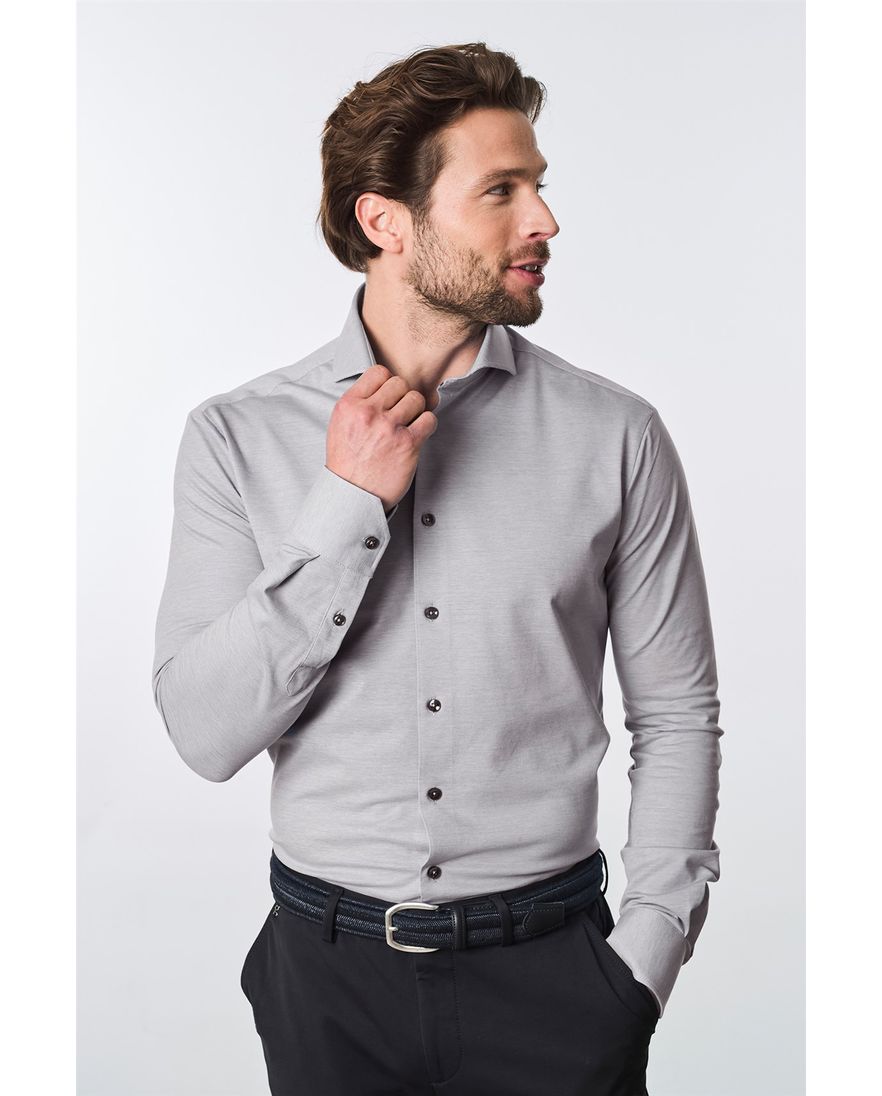 Ledub business overhemd slim fit grijs gemêleerd