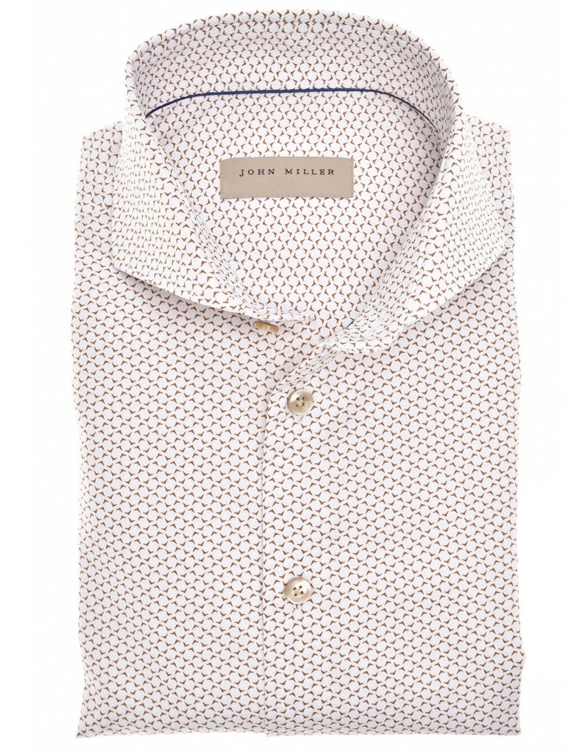 John Miller business overhemd wit beige geprint cut away