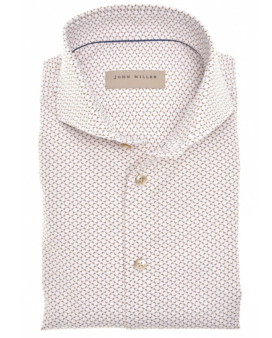 John Miller business overhemd wit beige geprint cut away