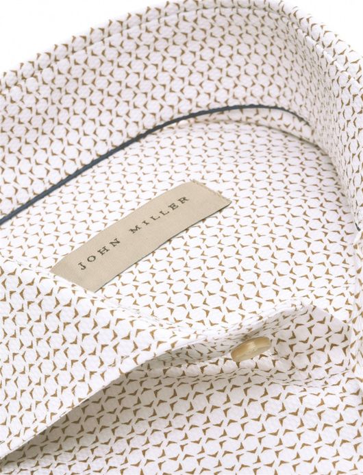 John Miller business overhemd wit beige geprint cut away