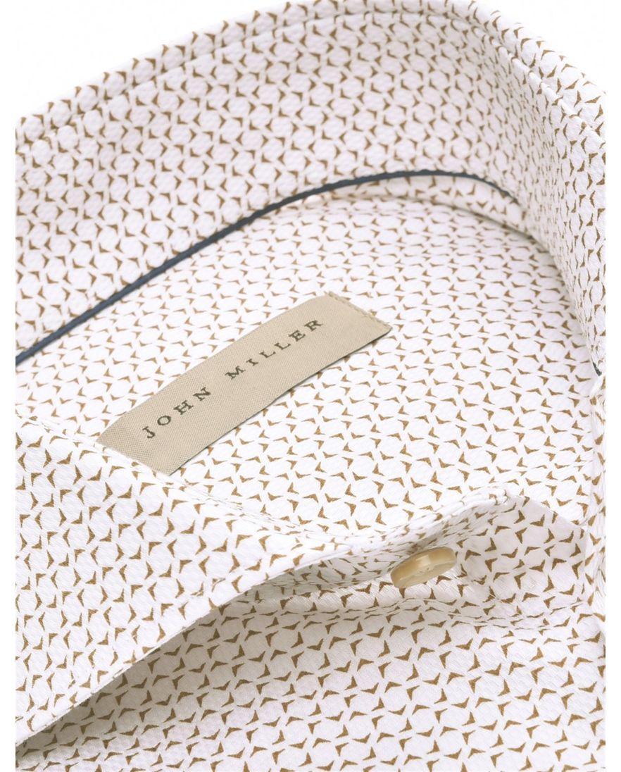 John Miller business overhemd wit beige geprint cut away