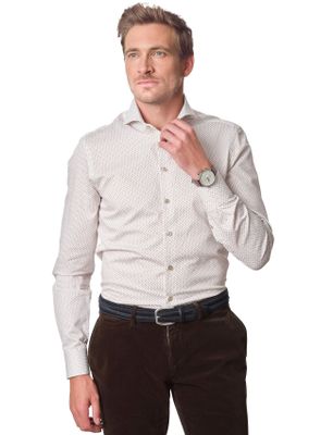 John Miller John Miller business overhemd wit beige geprint cut away