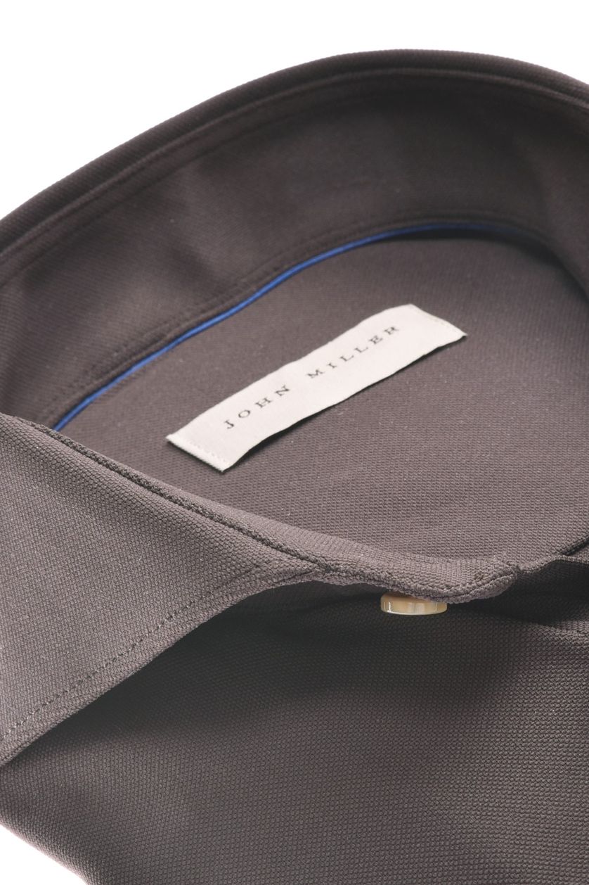 John Miller overhemd ml 7 bruin effen hyperstretch