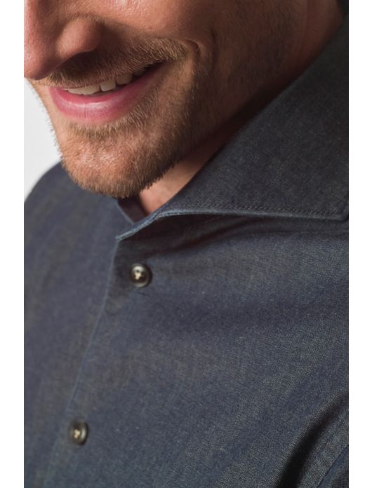 business overhemd John Miller donkerblauw gemêleerd katoen normale fit