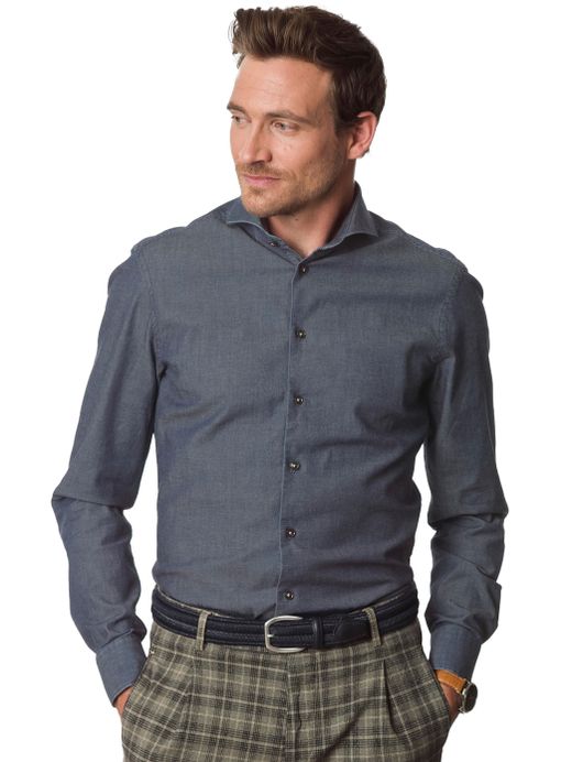 John Miller business overhemd normale fit navy gemêleerd