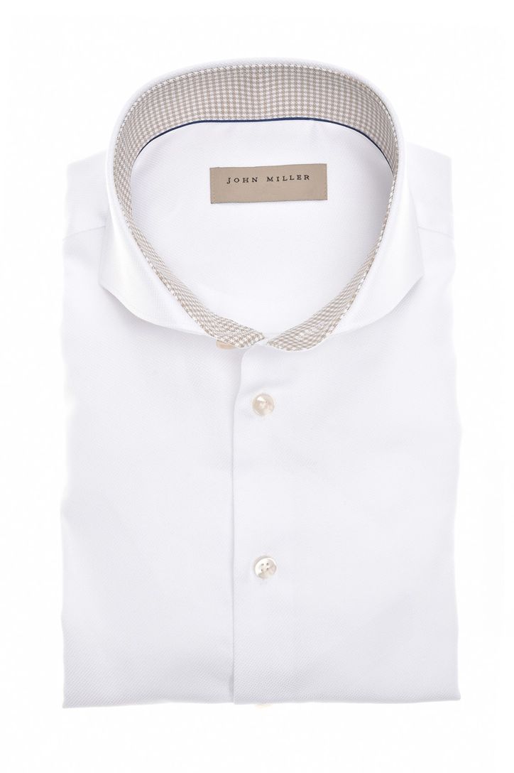 John Miller zakelijk overhemd wit effen Slim Fit katoen