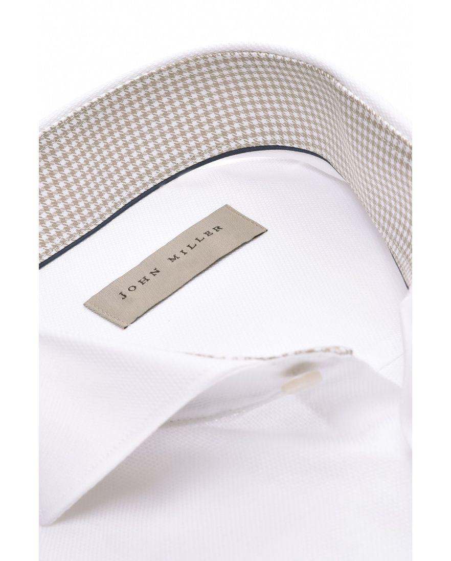 John Miller overhemd wit effen Slim Fit 100% katoen