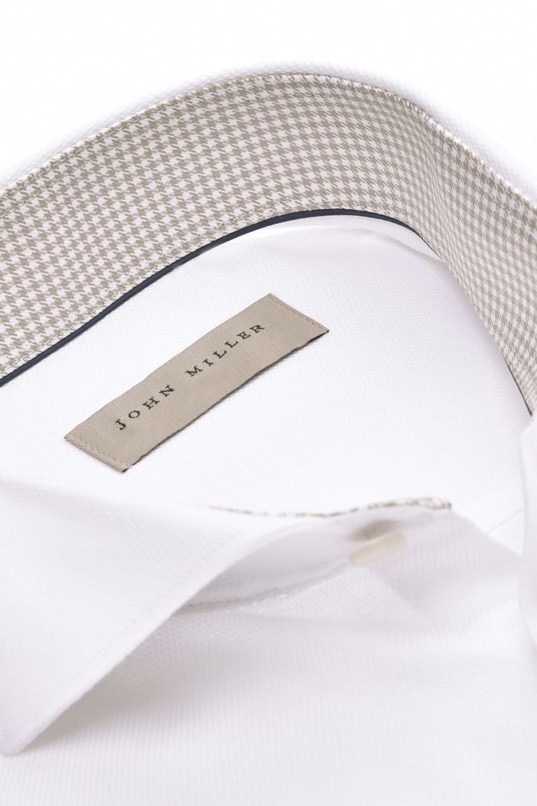John Miller overhemd wit effen Slim Fit 100% katoen