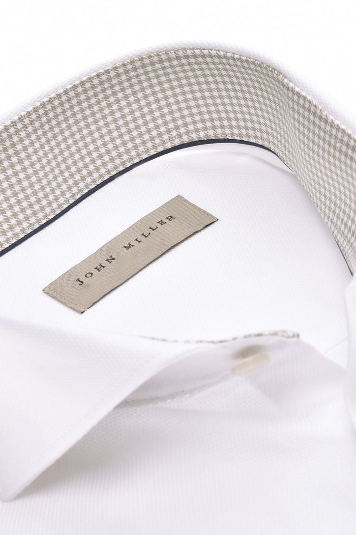 John Miller zakelijk overhemd wit effen Slim Fit katoen