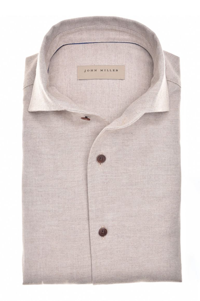 John Miller overhemd lichtbruin lange mouw cutaway boord