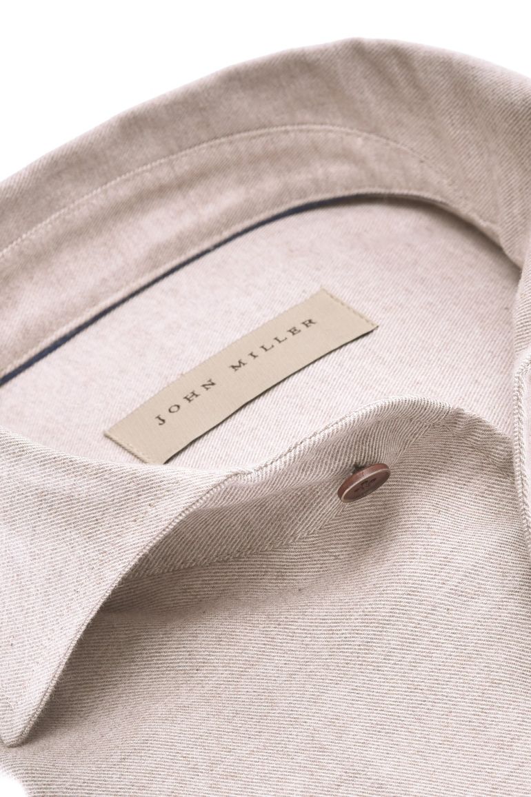 John Miller overhemd lichtbruin lange mouw cutaway boord