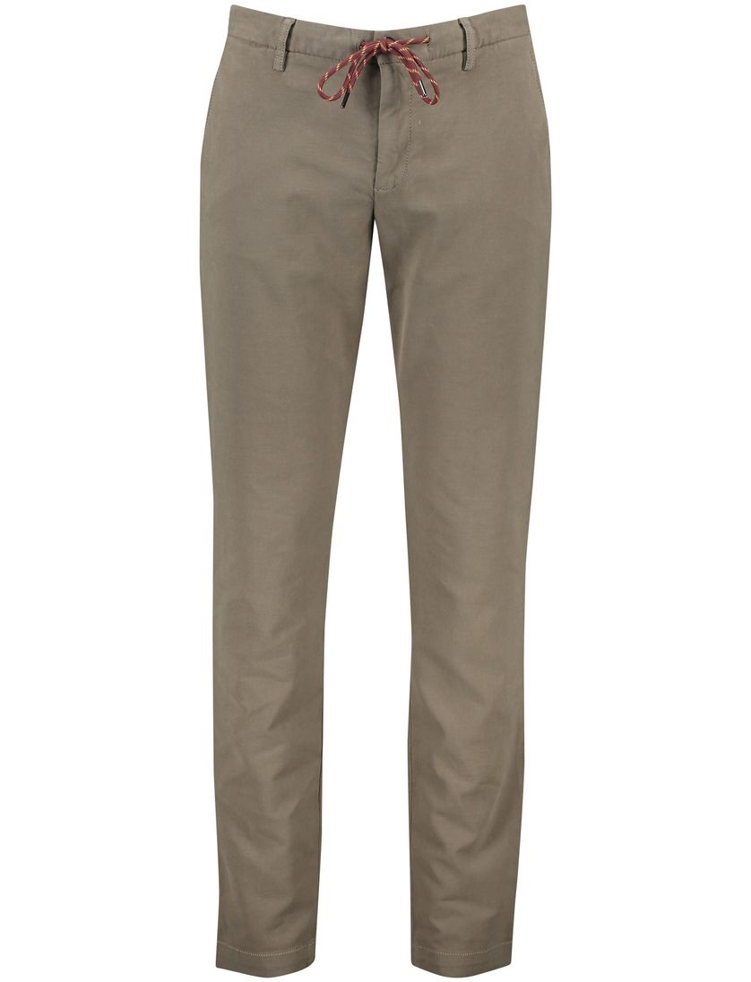 katoenen broek Alberto Jump effen bruin slim fit