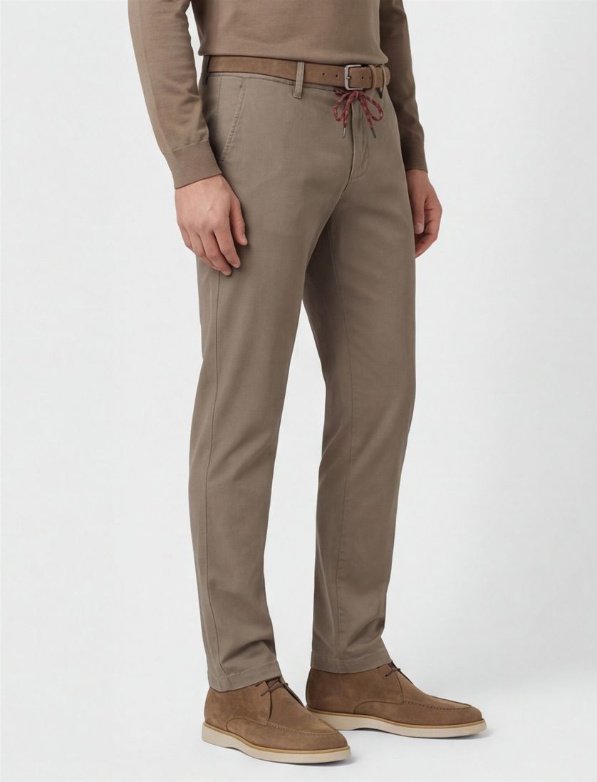 katoenen broek Alberto Jump effen bruin slim fit