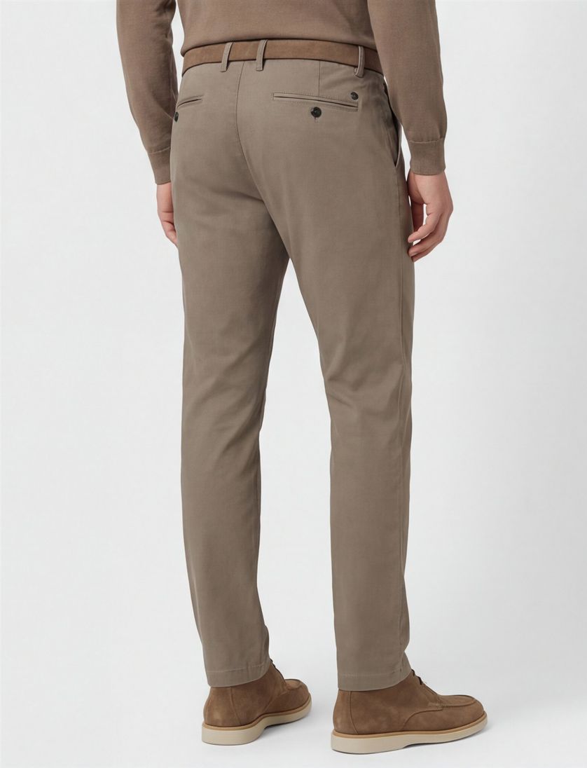 katoenen broek Alberto Jump effen bruin slim fit