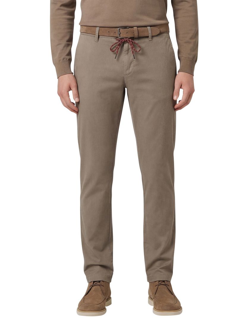 katoenen broek Alberto Jump effen bruin slim fit