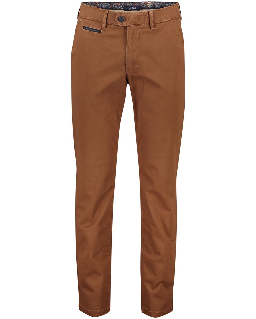Gardeur katoenen broek bruin effen normale fit