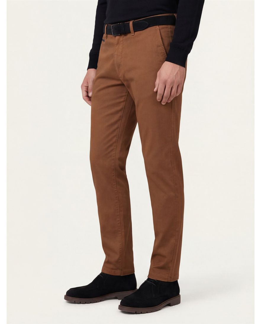 Gardeur katoenen broek bruin effen normale fit