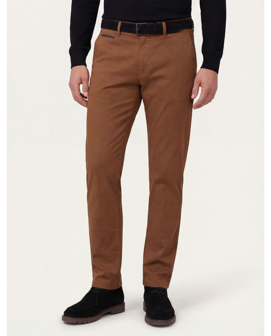 Gardeur katoenen broek bruin effen normale fit