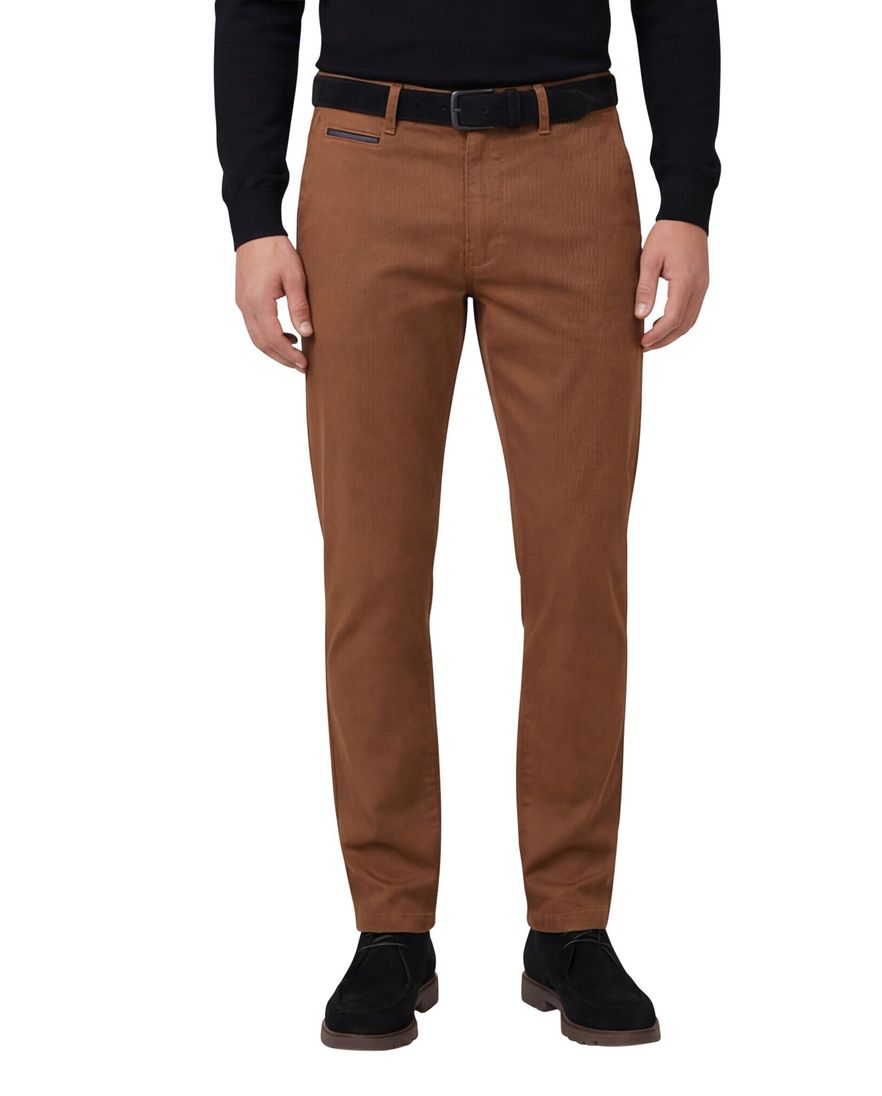 Gardeur katoenen broek bruin effen normale fit