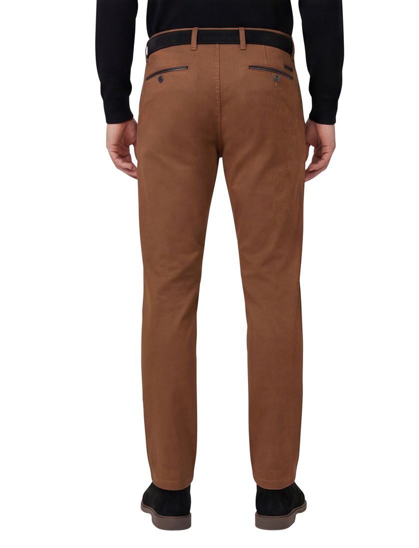 katoenen Gardeur broek flatfront bruin effen normale fit