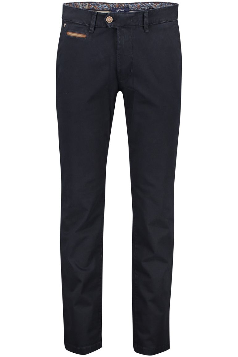 Gardeur katoenen broek effen donkerblauw normale fit