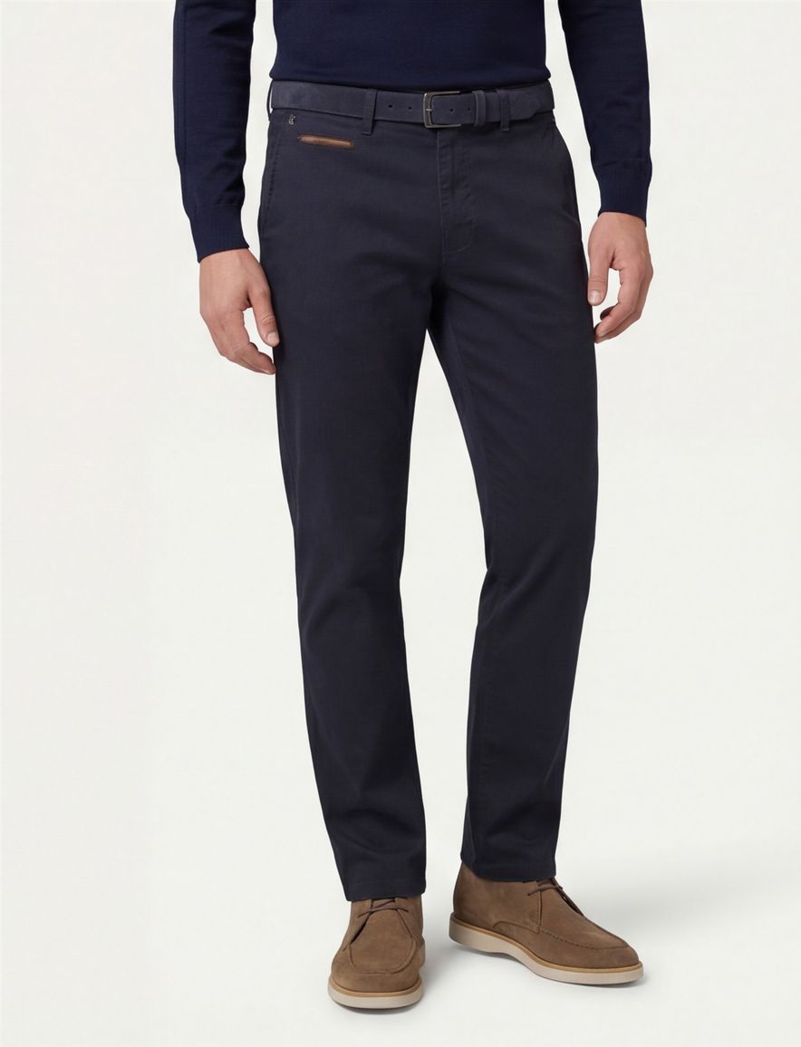 Gardeur katoenen broek effen donkerblauw normale fit