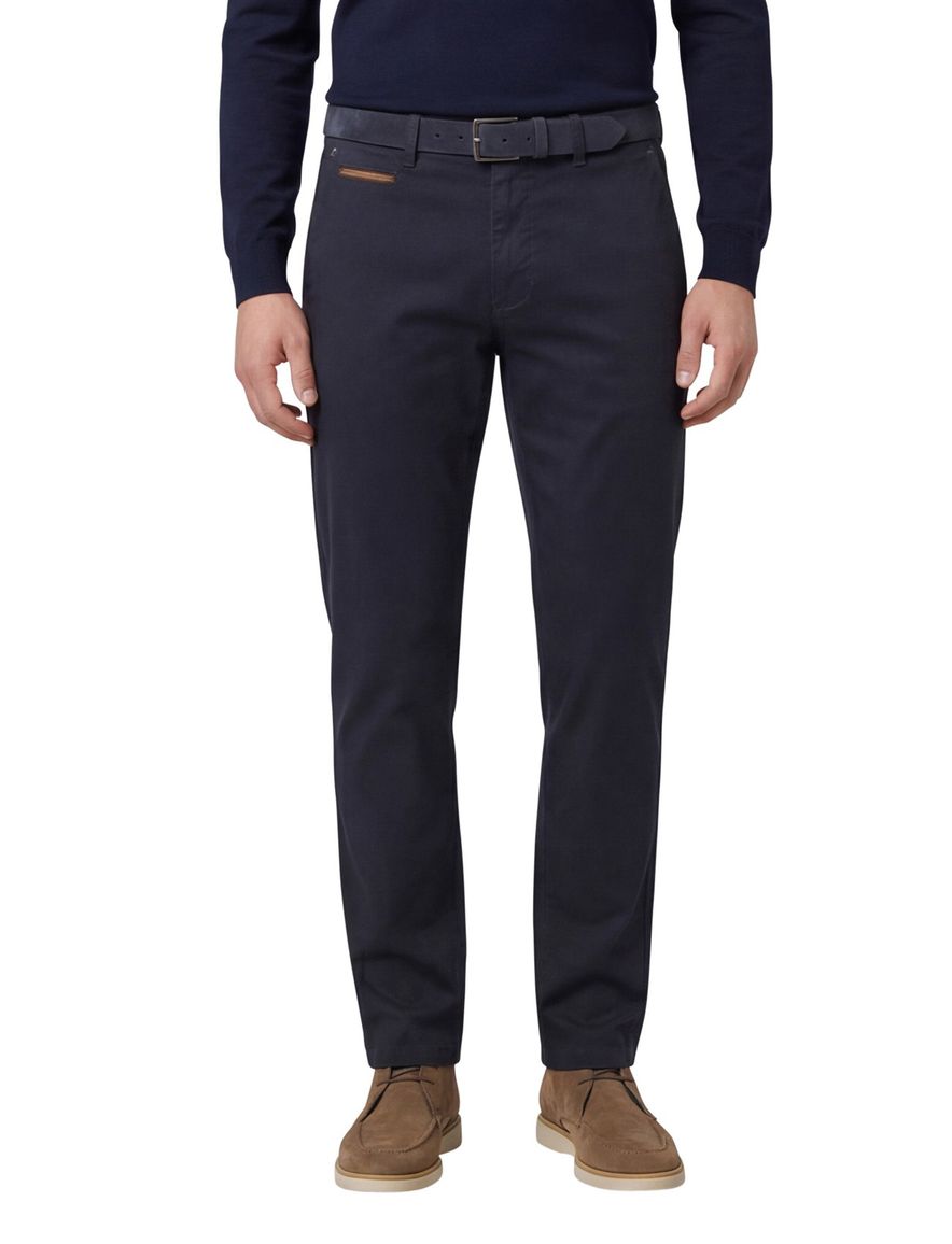 Gardeur katoenen broek effen donkerblauw normale fit