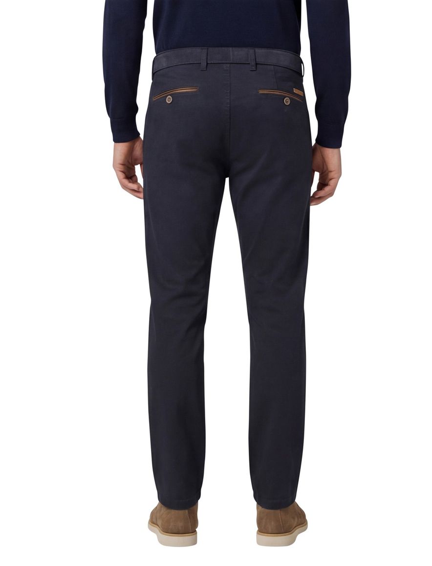 Gardeur katoenen broek effen donkerblauw normale fit