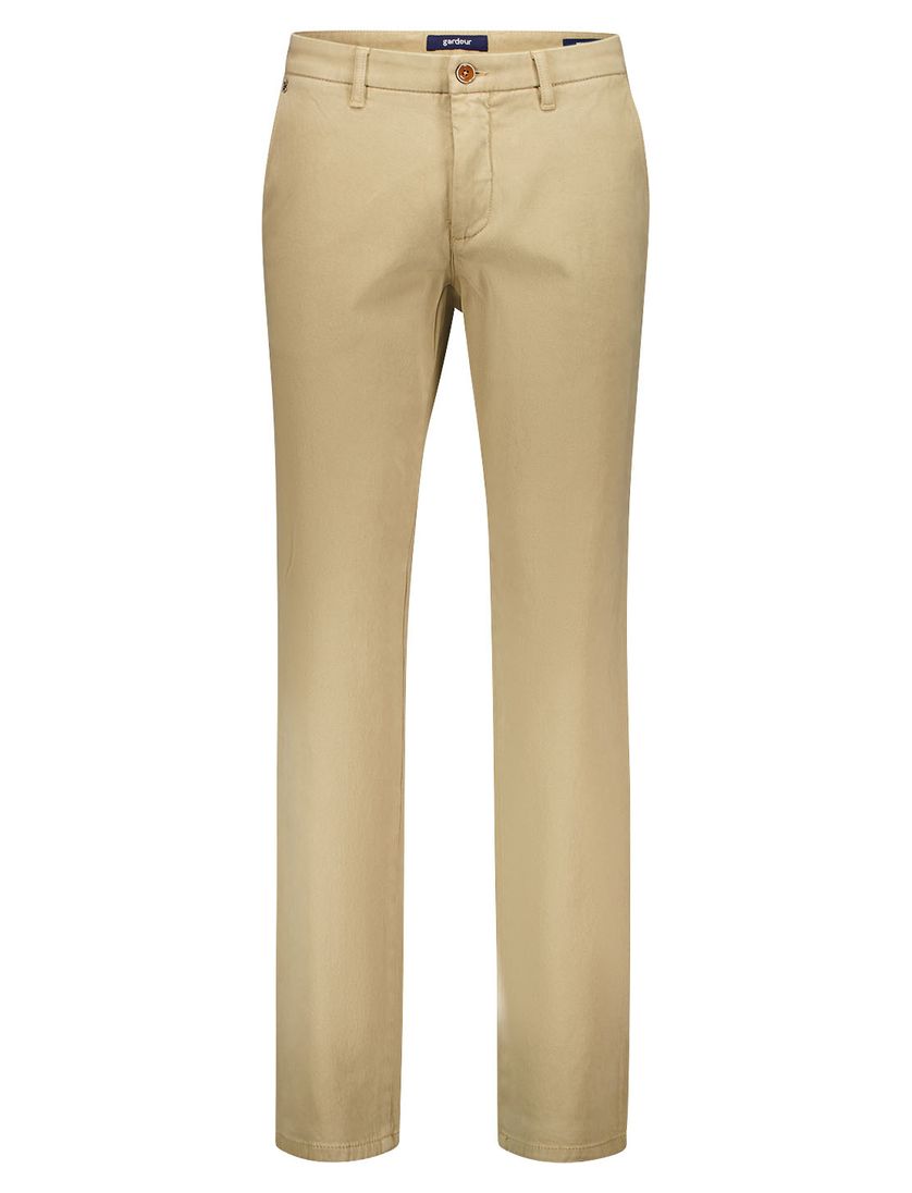 Pantalon katoen Gardeur effen beige Modern Fit