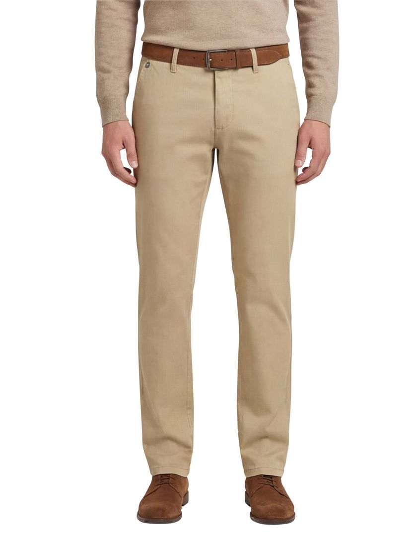 Pantalon katoen Gardeur effen beige Modern Fit
