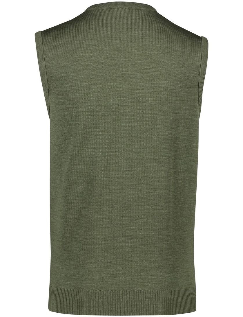 Maerz slipover v-hals groen effen fijn gebreid