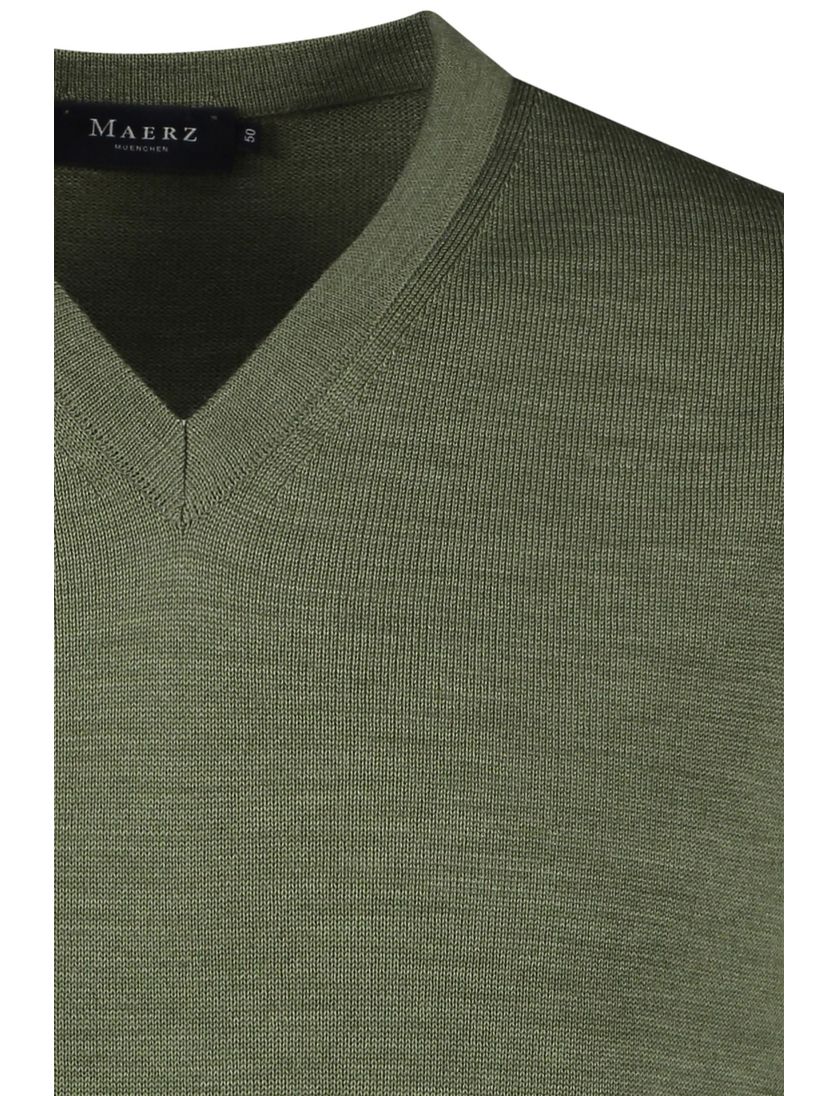 Maerz slipover v-hals groen effen fijn gebreid