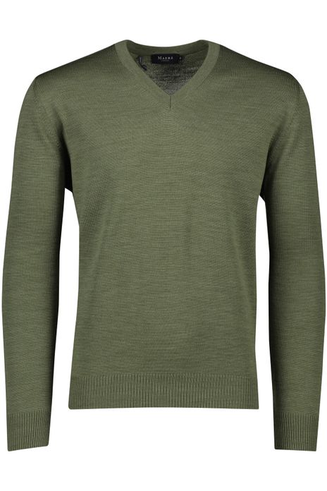 Maerz trui groen gemêleerd wol fijn gebreid