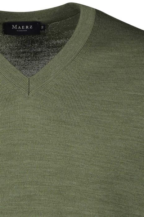 Maerz trui groen gemêleerd wol fijn gebreid