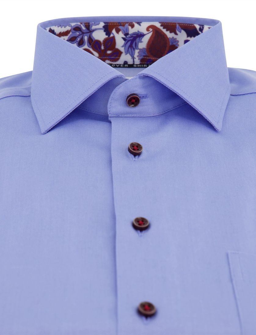 Eterna overhemd blauw katoen strijkvrij