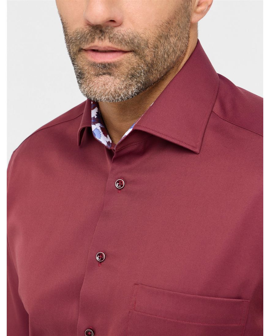 Eterna overhemd Comfort Fit effen bordeaux katoen