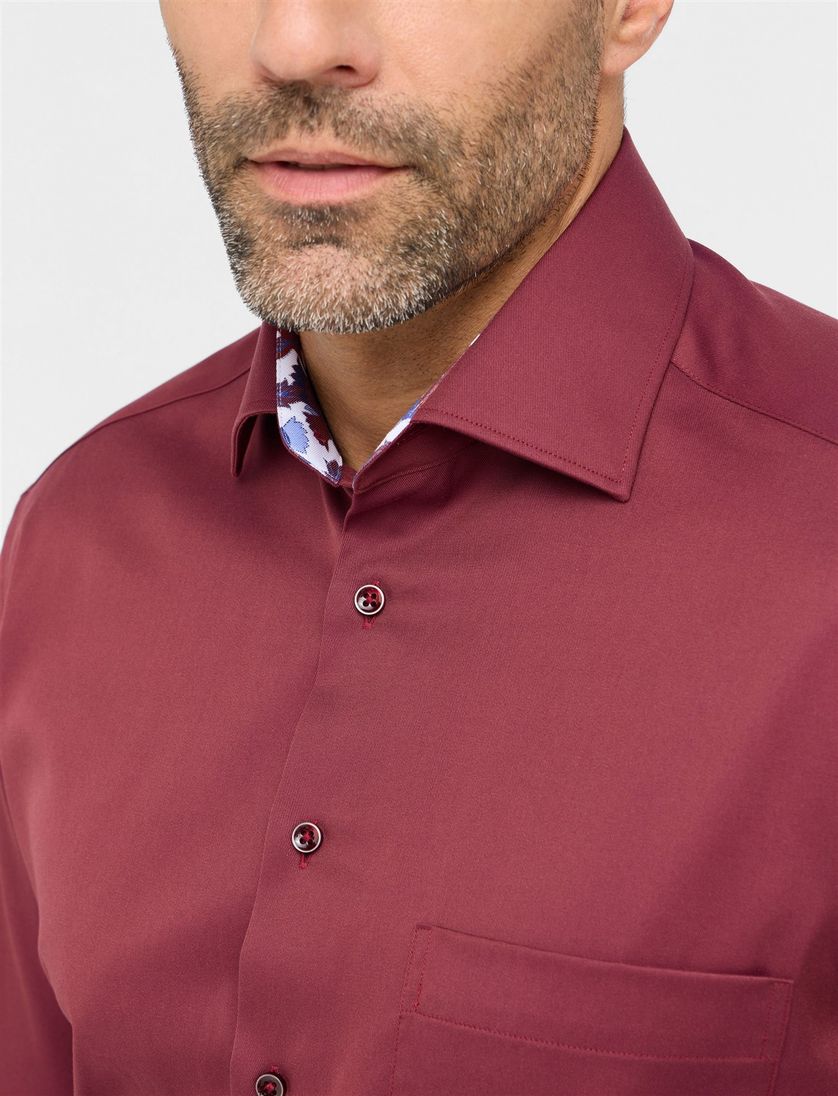 katoenen Eterna overhemd Comfort Fit rood wijde fit strijkvrij