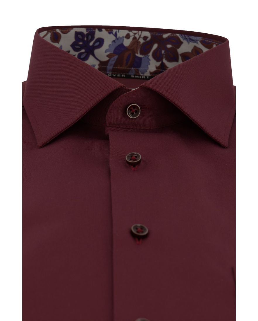 Eterna overhemd Comfort Fit effen bordeaux katoen