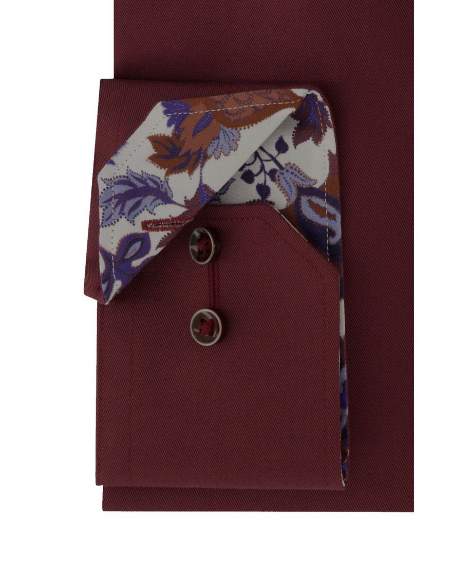 Eterna overhemd Comfort Fit effen bordeaux katoen