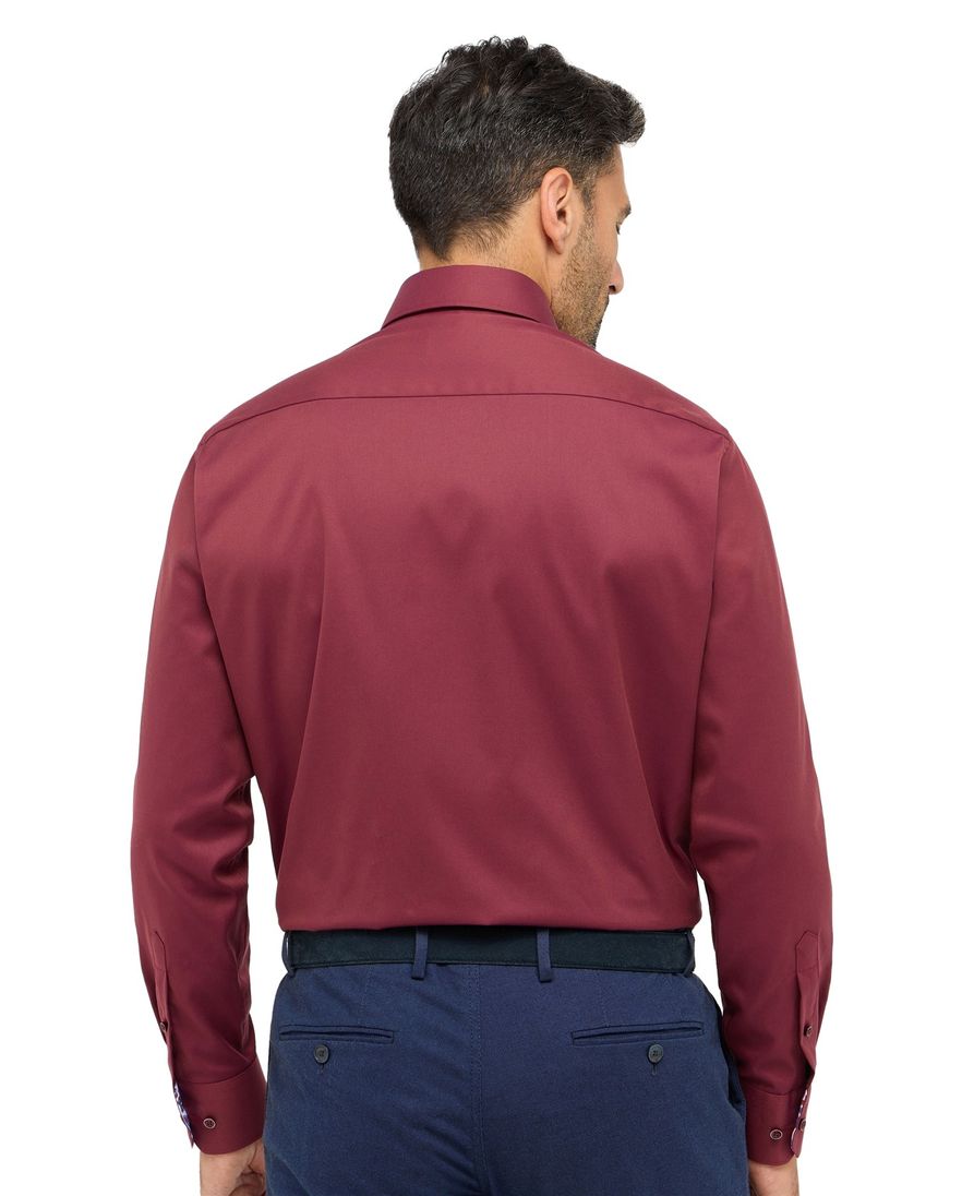 Eterna overhemd Comfort Fit effen bordeaux katoen