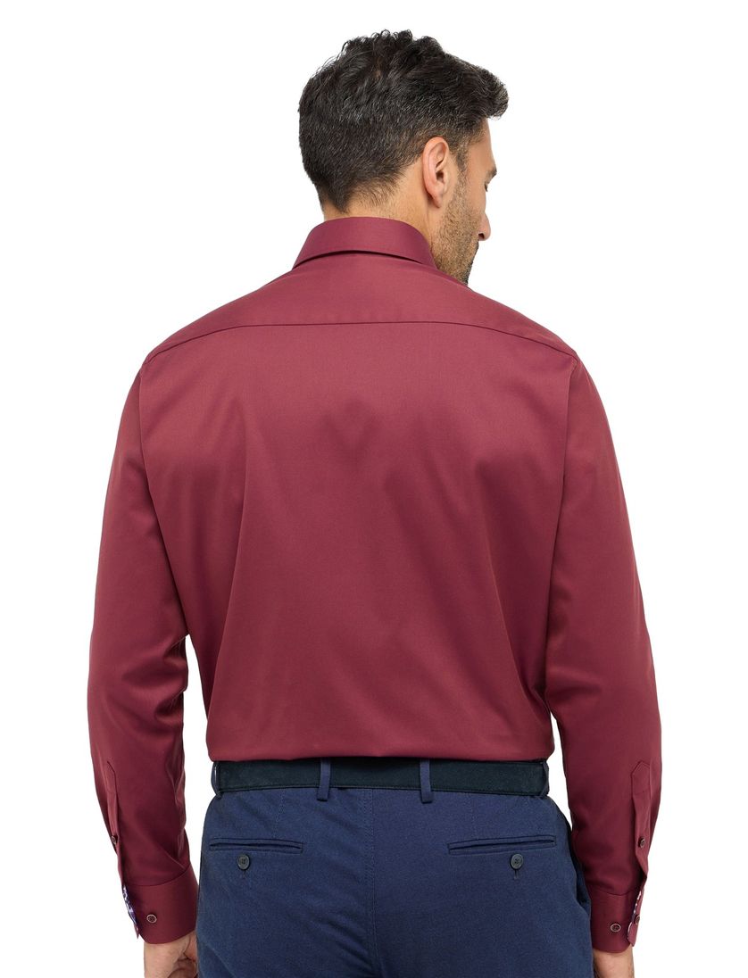 katoenen Eterna overhemd Comfort Fit rood wijde fit strijkvrij