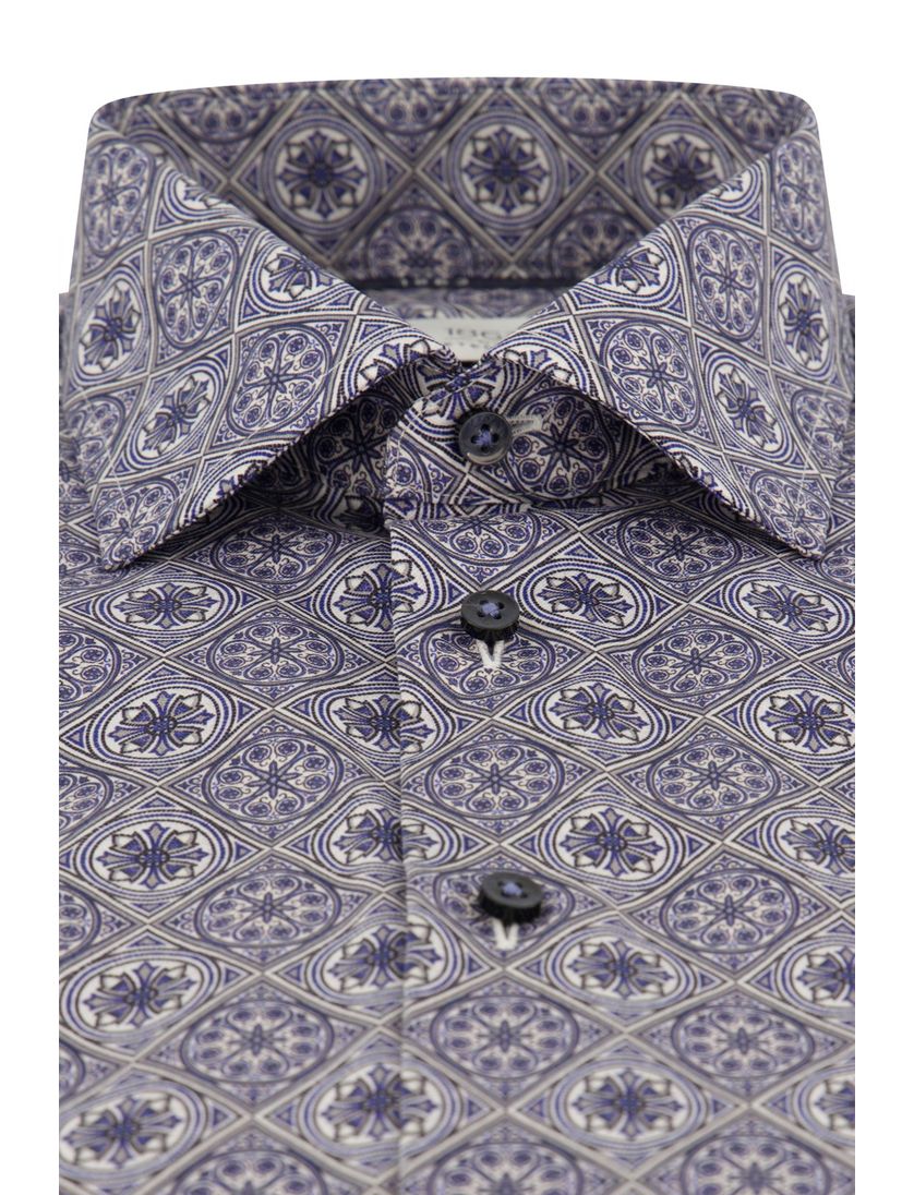 Geprint Eterna overhemd blauw modern fit