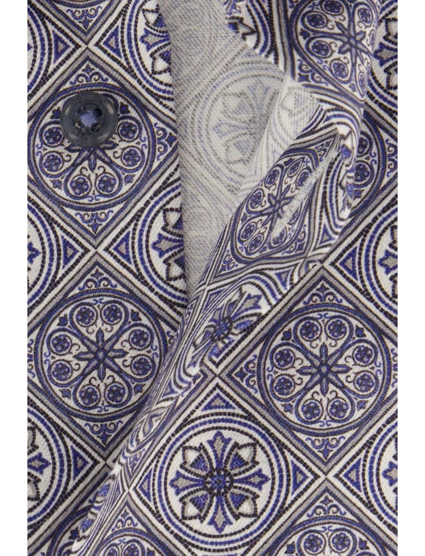 Geprint Eterna overhemd blauw modern fit