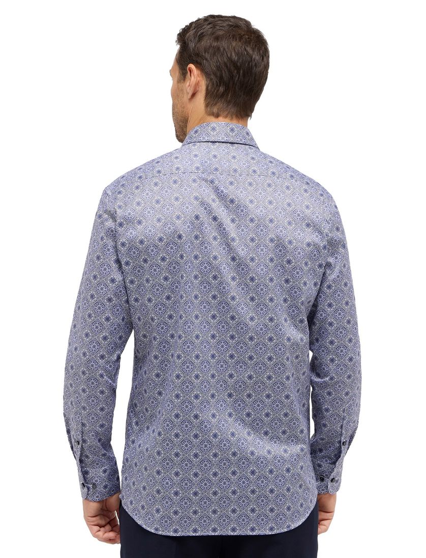 Geprint Eterna overhemd blauw modern fit