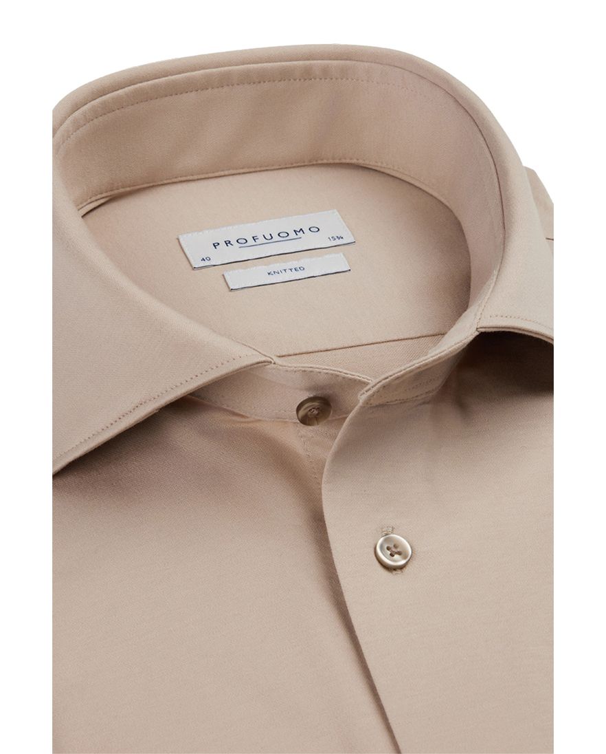 Profuomo Slim Fit overhemd beige knitted