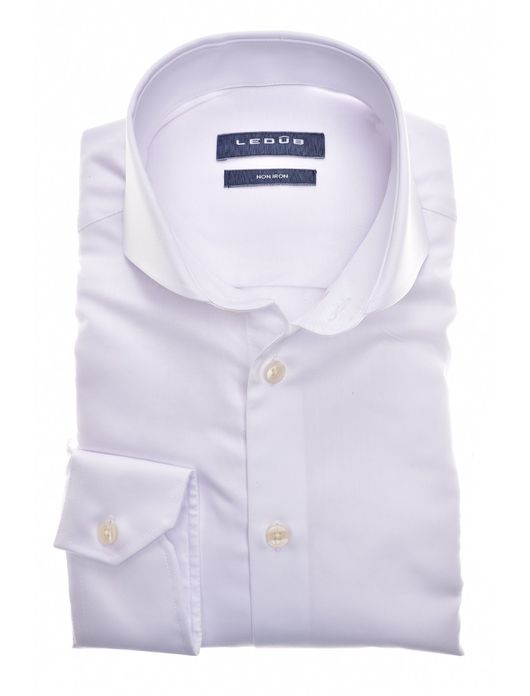 Ledub overhemd wit effen