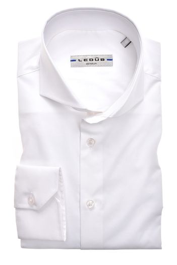 Ledub Ledub overhemd wit mouwlengte 7 effen katoen