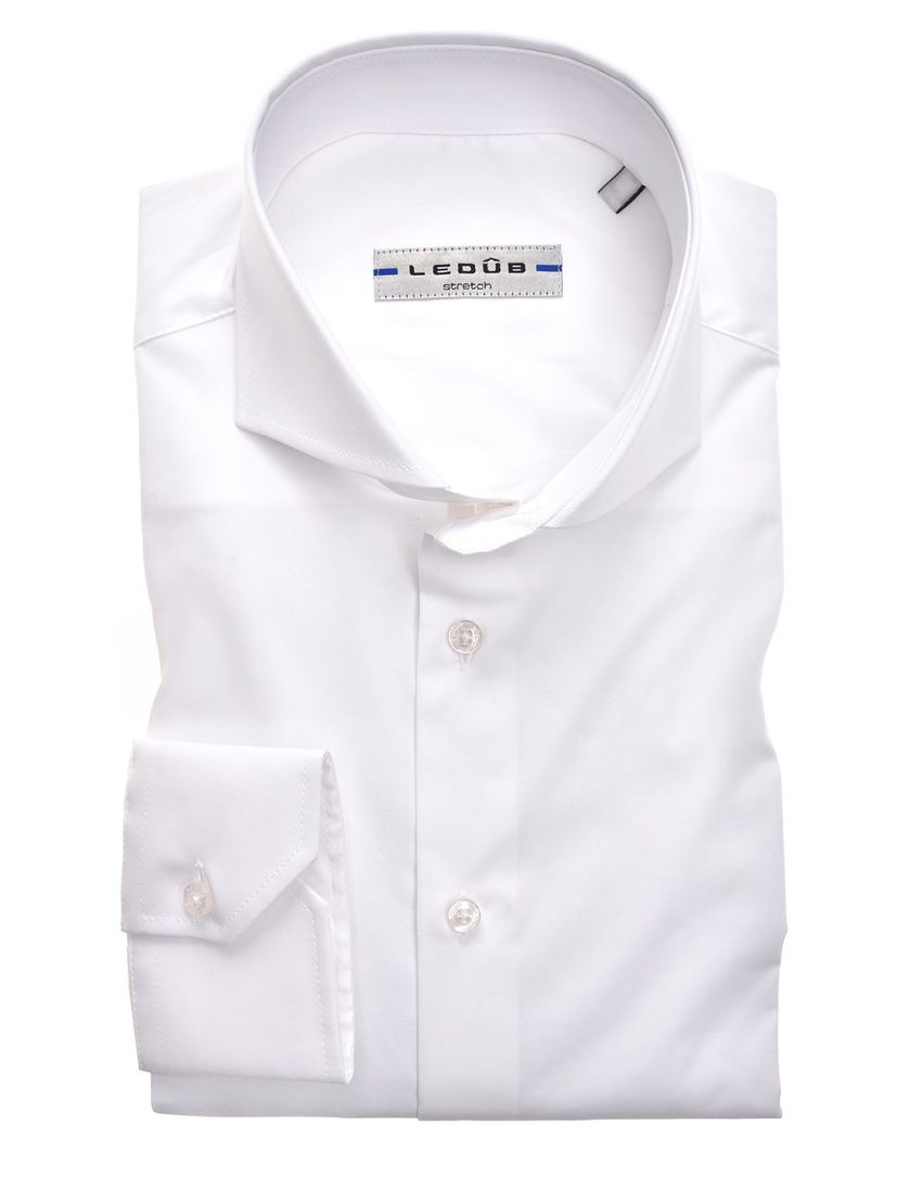 Ledub overhemd wit mouwlengte 7 effen katoen