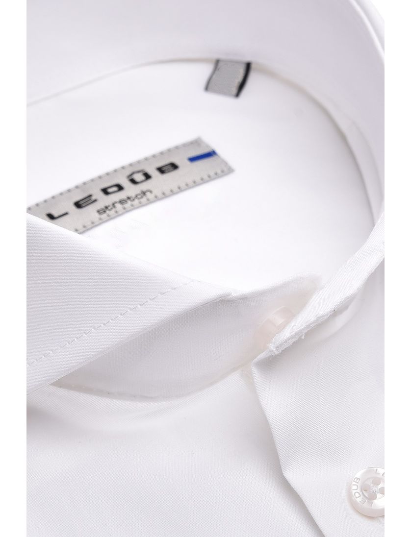 Ledub overhemd wit mouwlengte 7 effen katoen